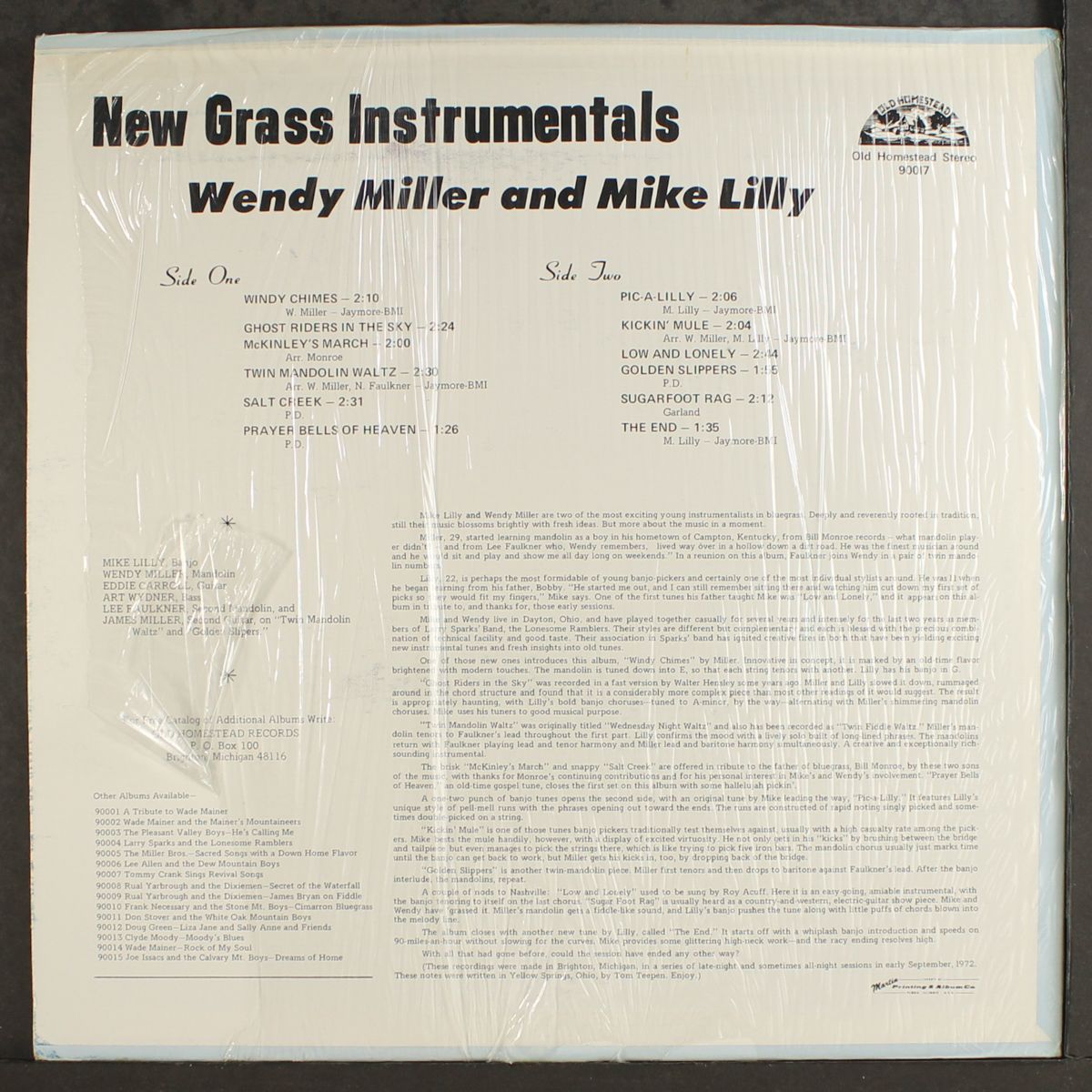 new grass instrumentals by MIKE LILLY & WENDY MILLER