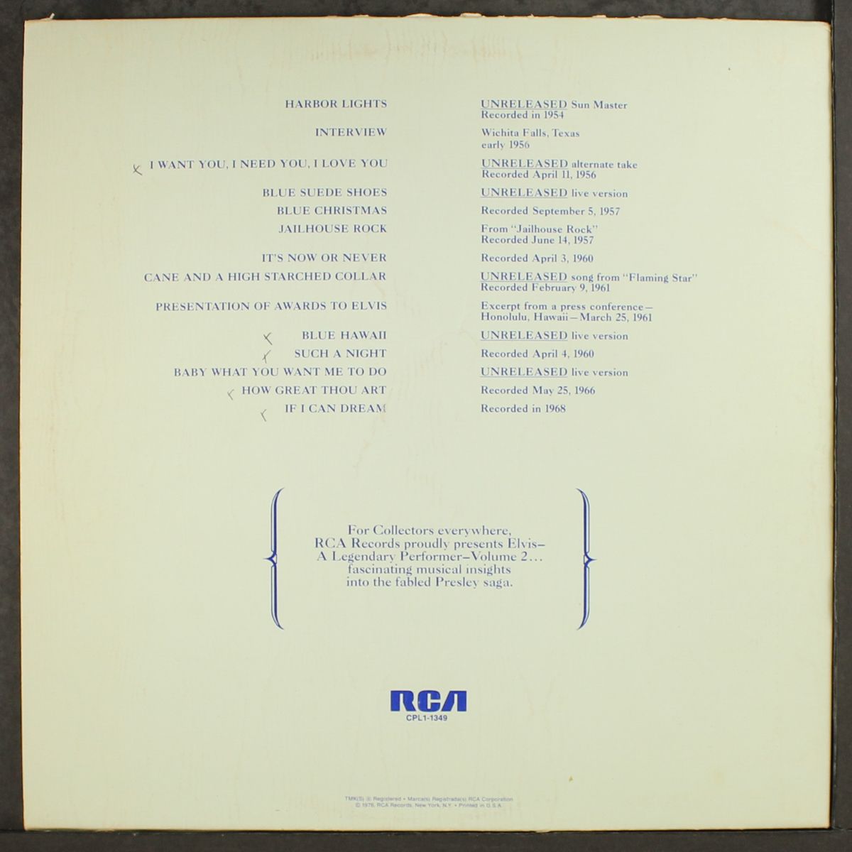 a legendary performer, vol. 2 by ELVIS PRESLEY