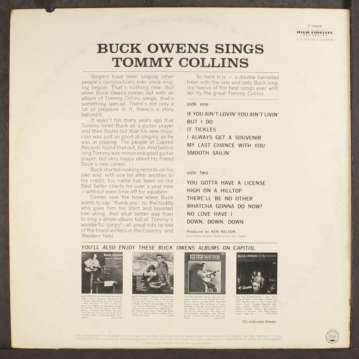 sings tommy collins by BUCK OWENS