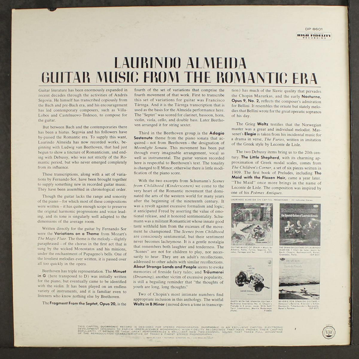 guitar music from the romantic era by LAURINDO ALMEIDA