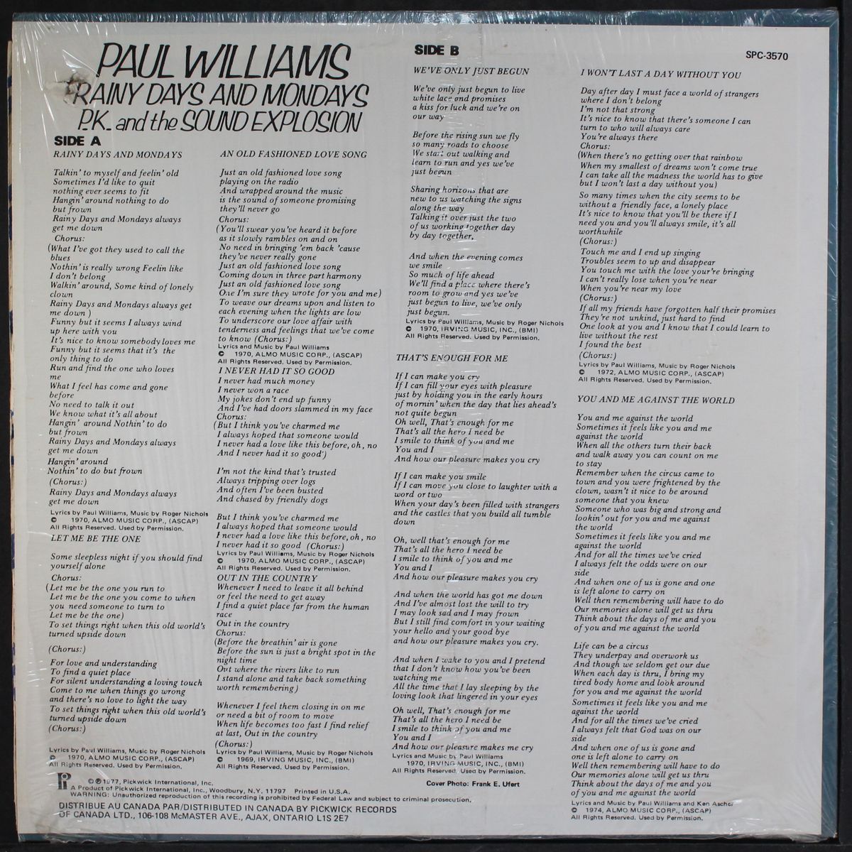 paul williams songbook by P.K. & SOUND EXPLOSION