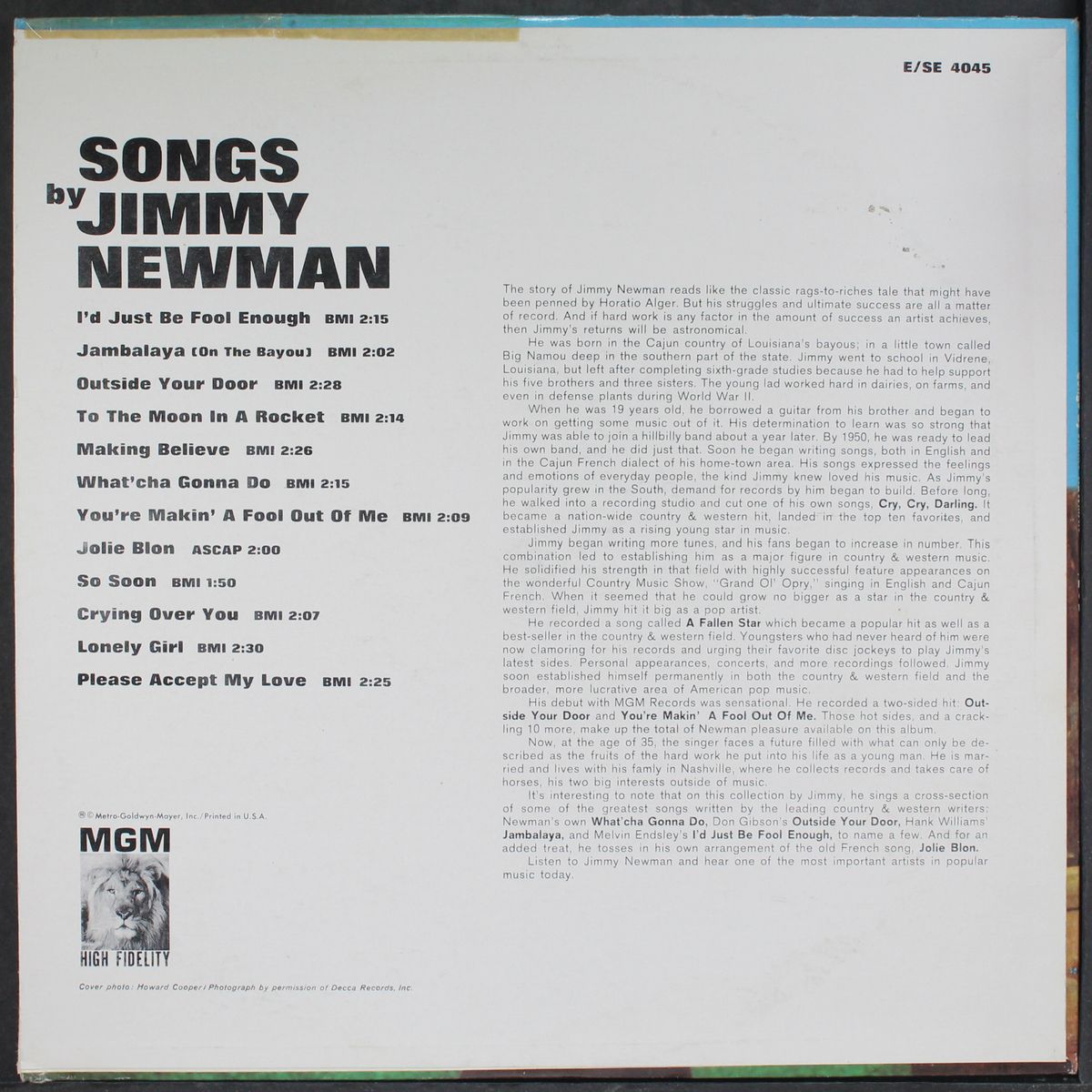 songs by by JIMMY NEWMAN