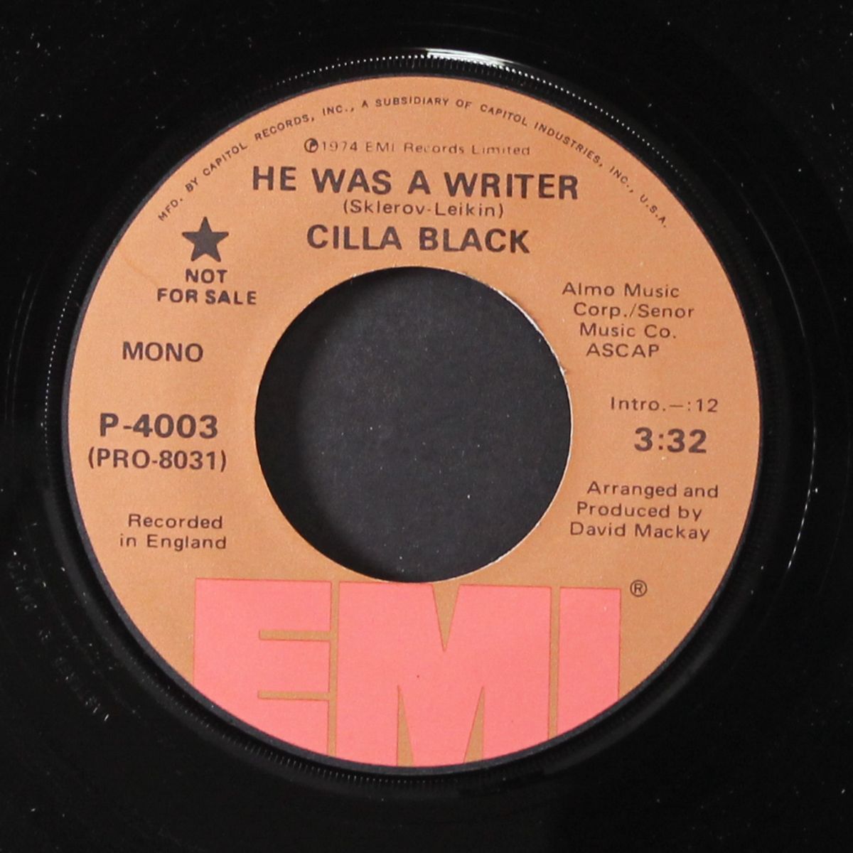 he was a writer / mono by CILLA BLACK