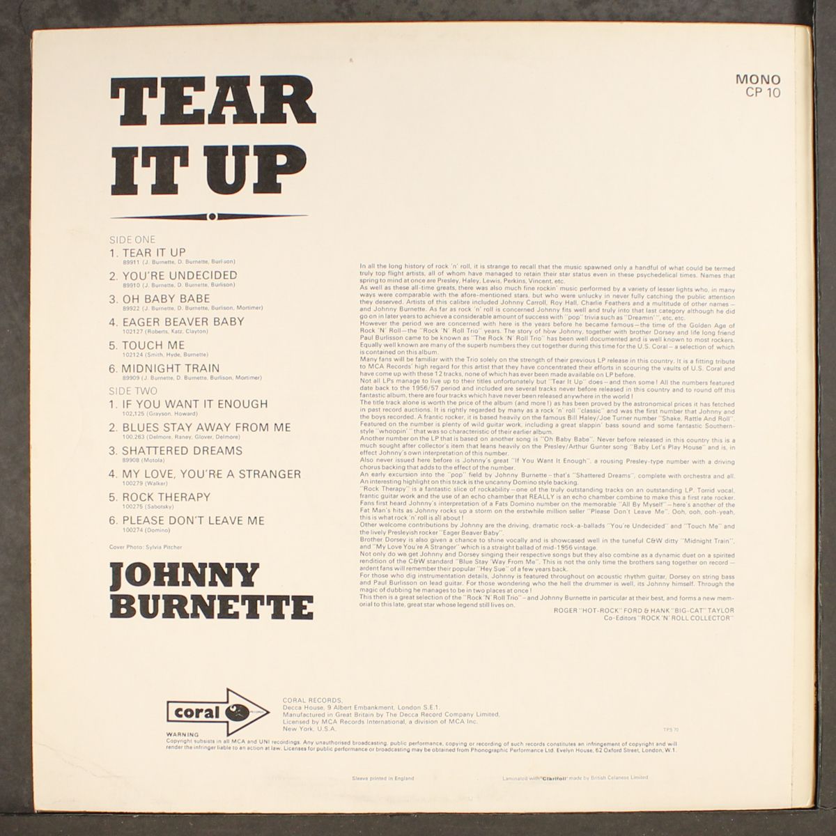 tear it up by JOHNNIE BURNETTE
