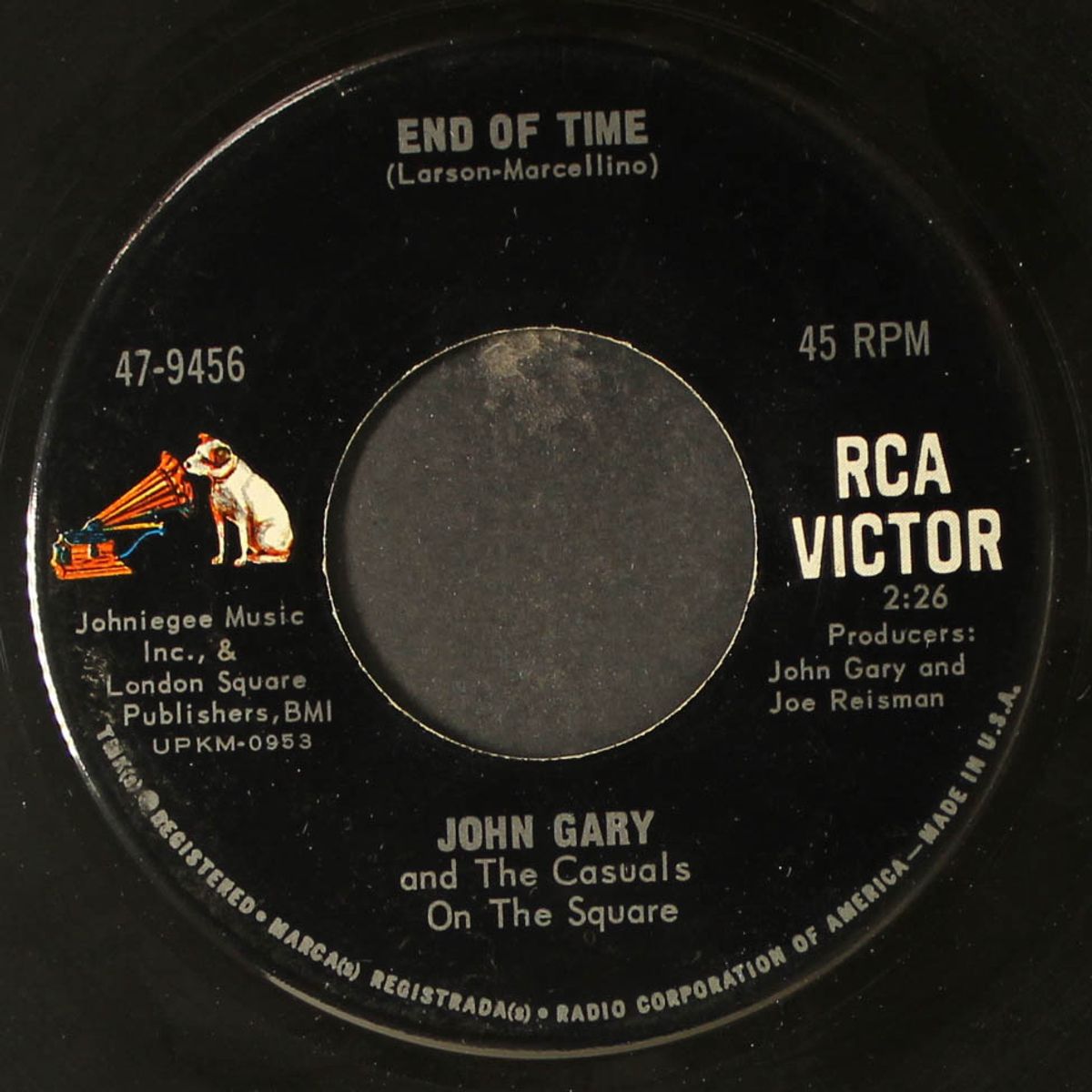 end of time / a certain girl by JOHN GARY & THE CASUALS ON THE SQUARE