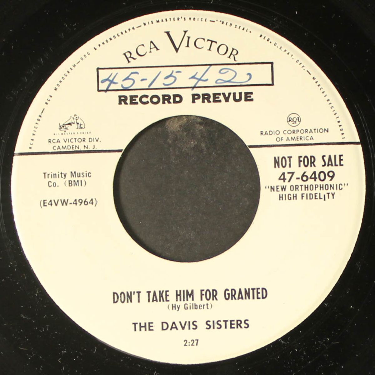 don't take him for granted / blues for company by DAVIS SISTERS