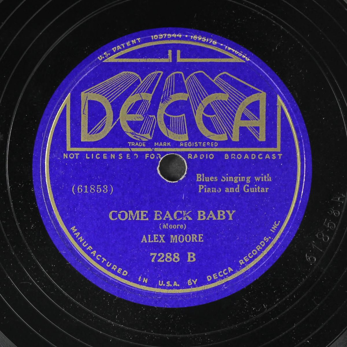 blue bloomer blues / come back baby by ALEX MOORE