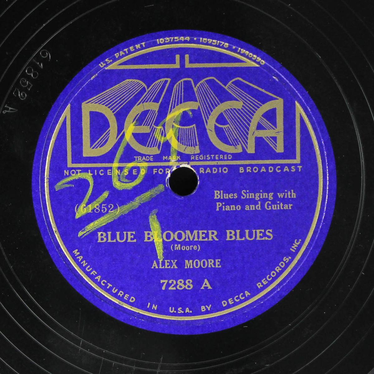 blue bloomer blues / come back baby by ALEX MOORE