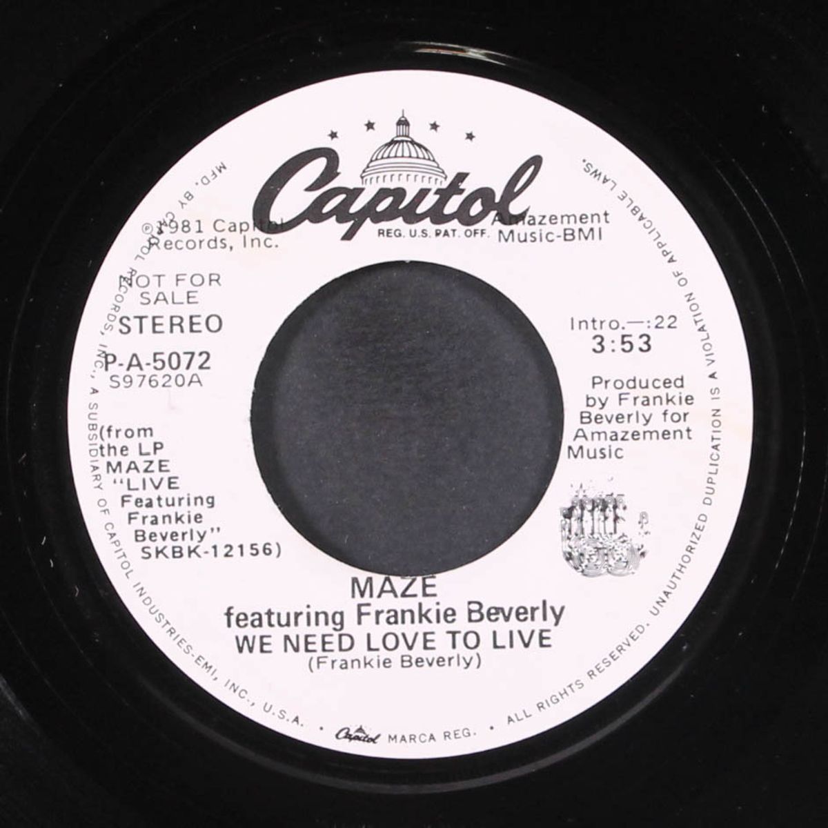 we need love to live / same by MAZE W/ FRANKIE BEVERLY