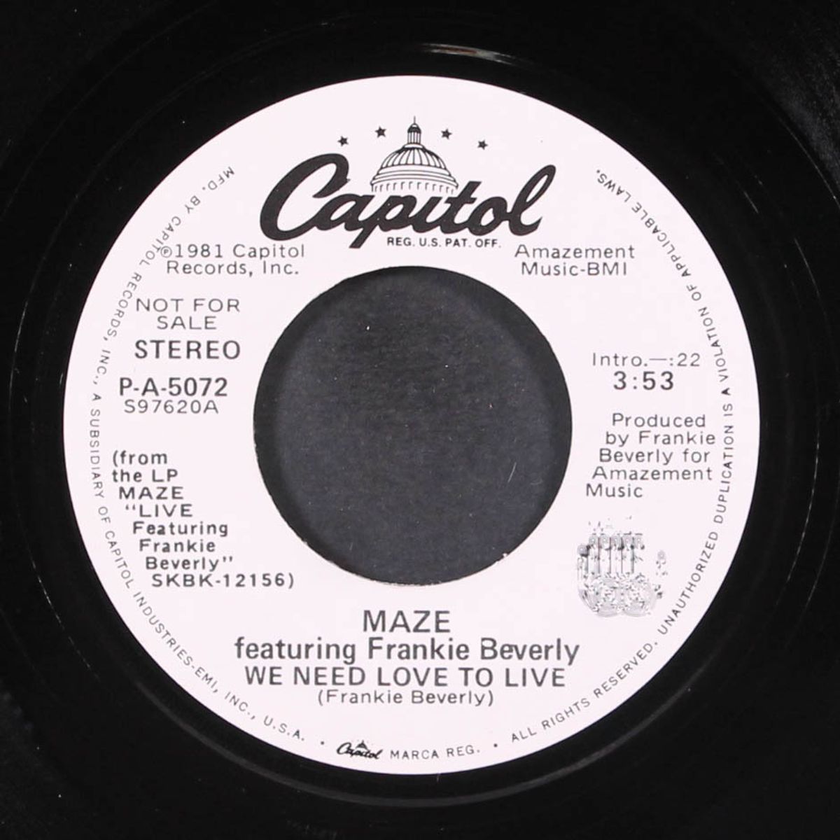 we need love to live / same by MAZE W/ FRANKIE BEVERLY