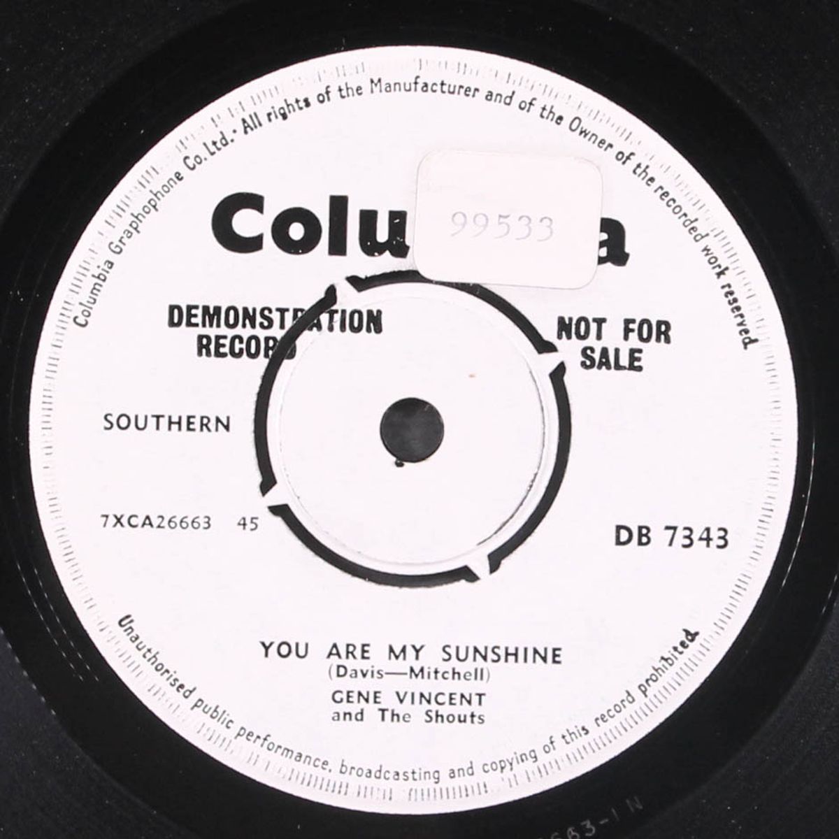 private detective / you are my sunshine by GENE VINCENT
