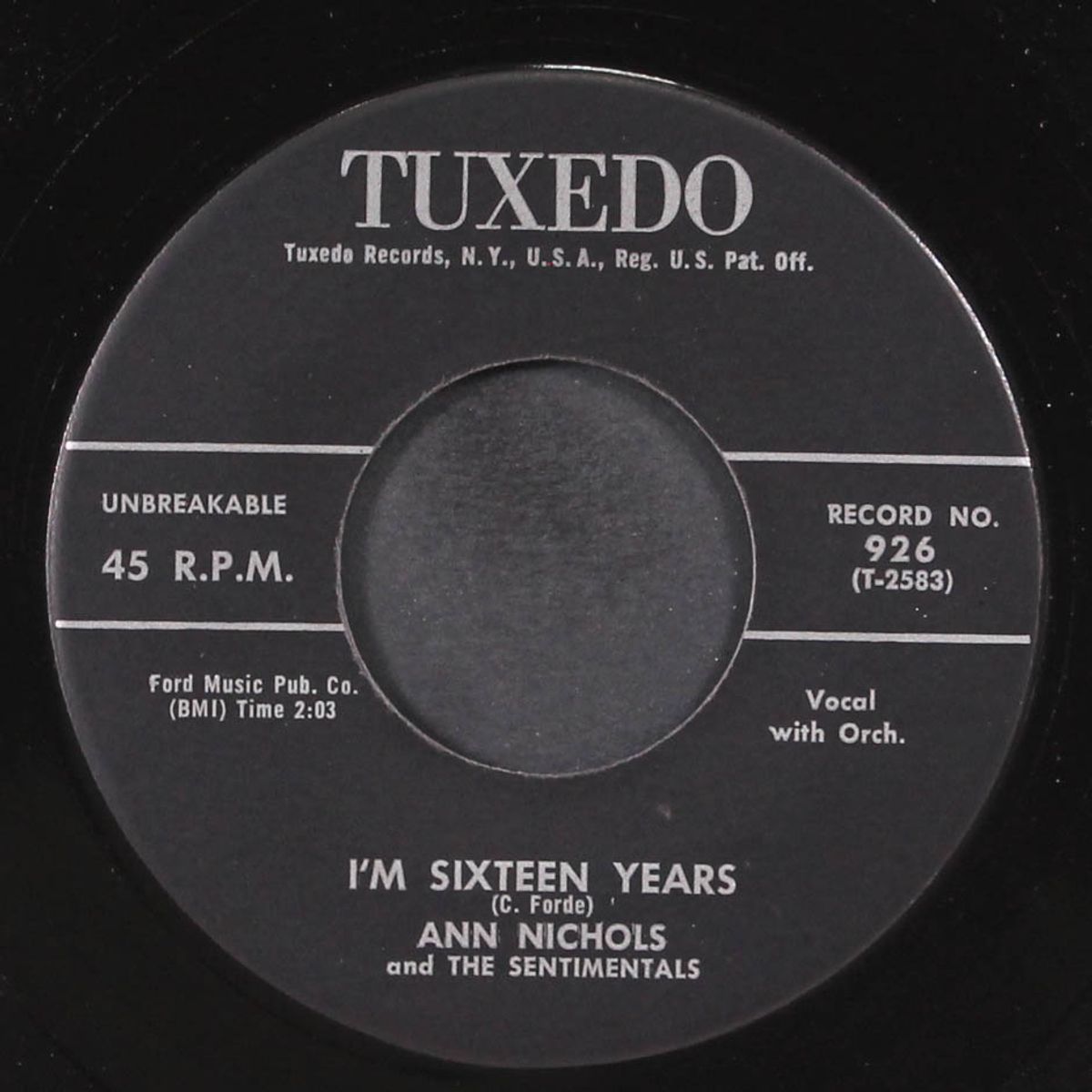 i'm sixteen years by ANN NICHOLS & SENTIMENTALS