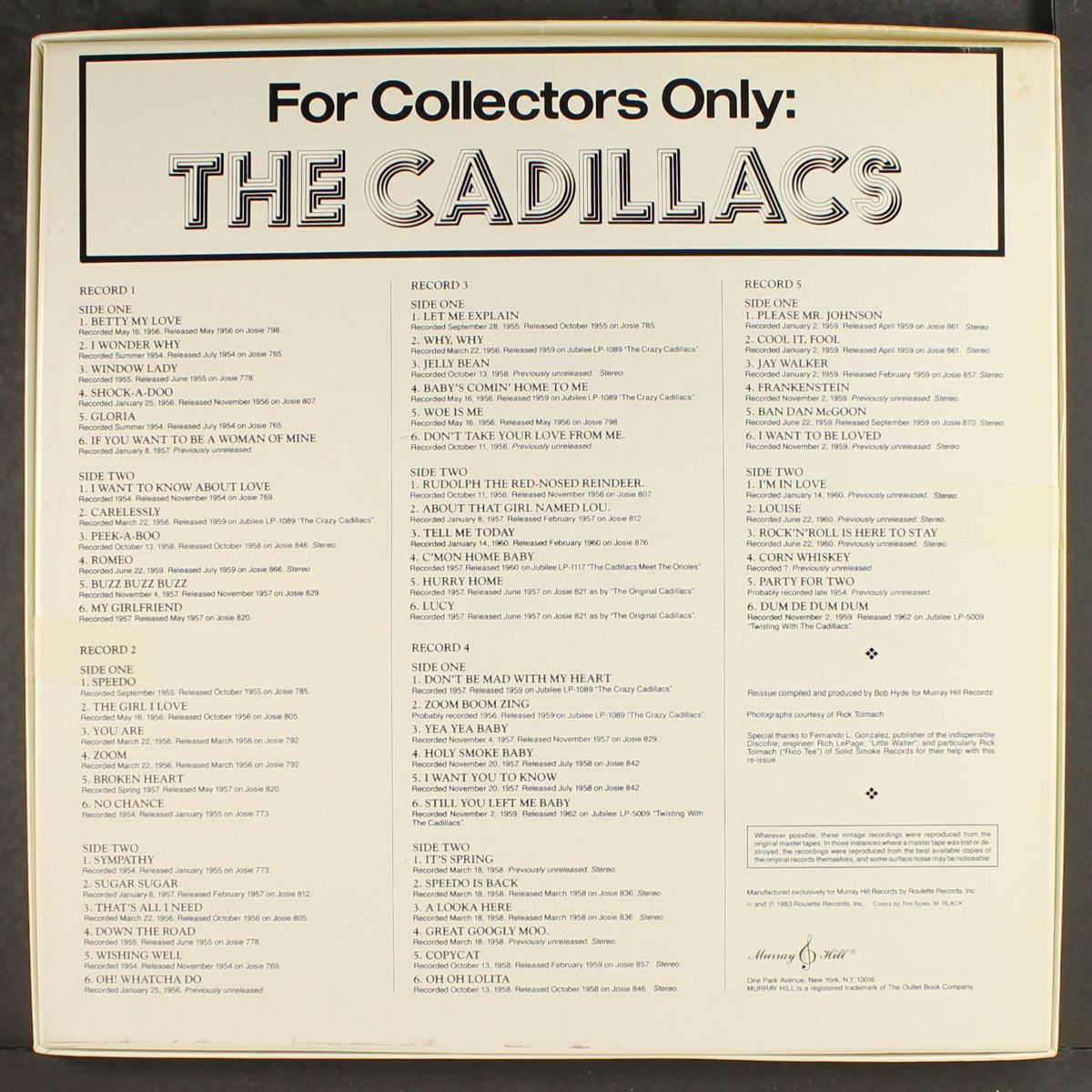 for collectors only by CADILLACS