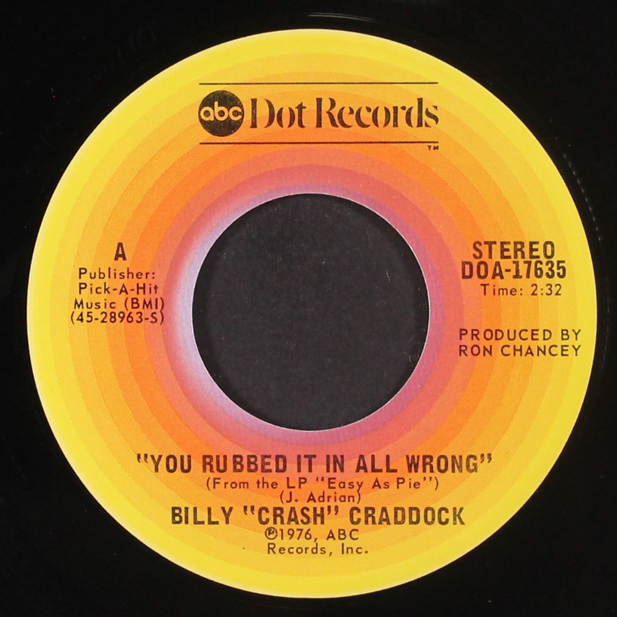 you rubbed it in all wrong by BILLY "CRASH' CRADDOCK