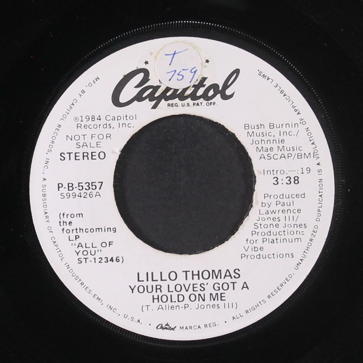 your loves' got a hold on me / same by LILLO THOMAS