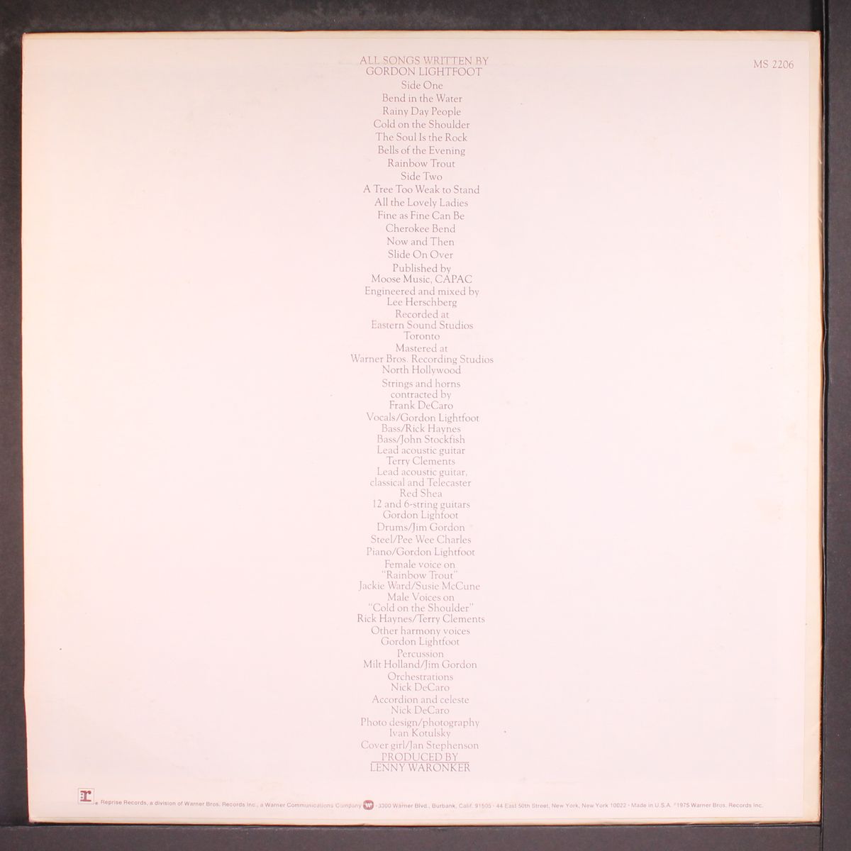cold on the shoulder by GORDON LIGHTFOOT