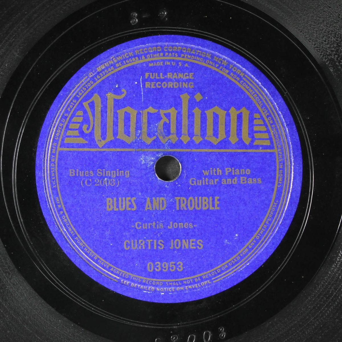my baby's getting buggish / blues and trouble by CURTIS JONES
