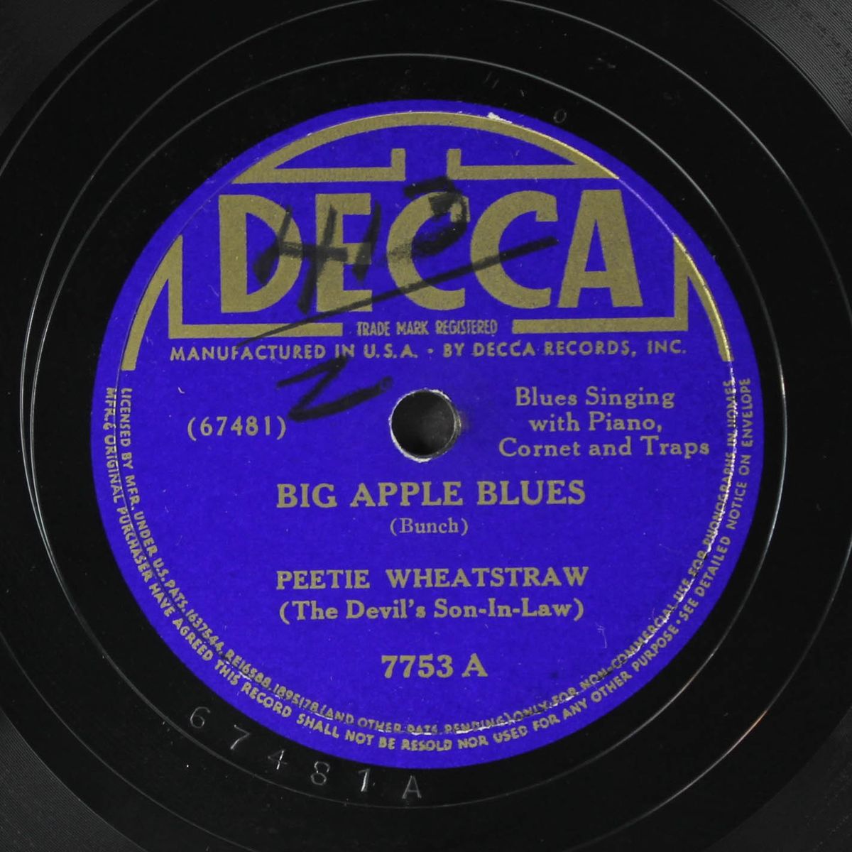 big apple blues / two time mama by PEETIE WHEATSTRAW