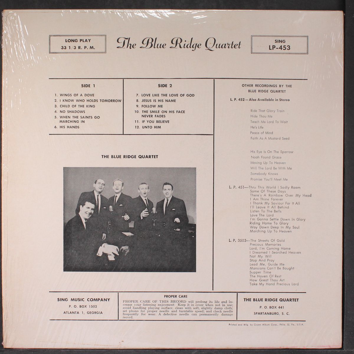 wings of a dove by BLUE RIDGE QUARTET