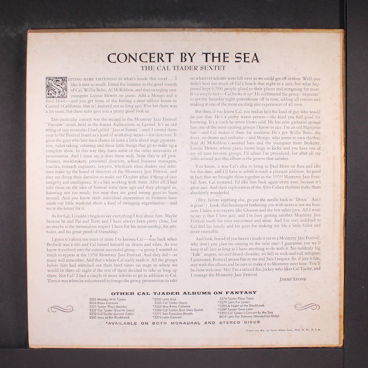 concert by the sea by CAL TJADER