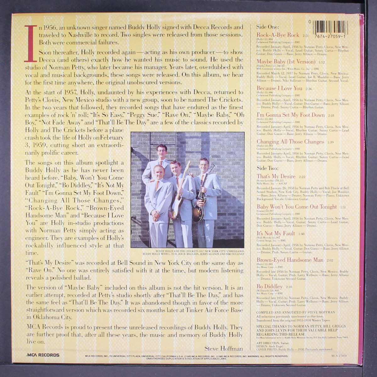 for the first time anywhere by BUDDY HOLLY