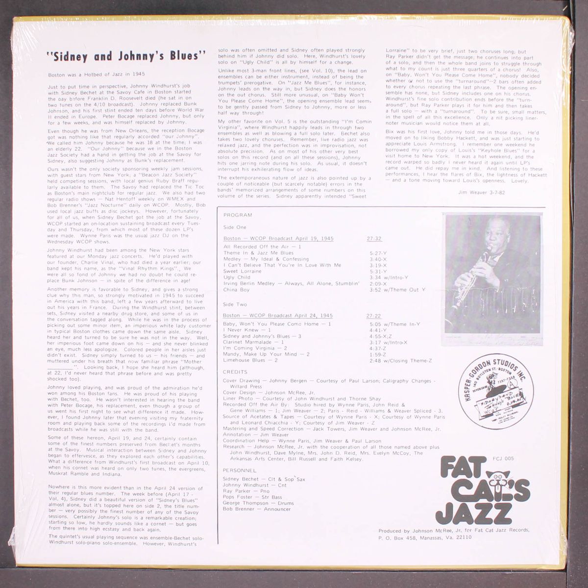 sidney and johnny's blues; jazz nocturne, vol. 5 by SIDNEY BECHET