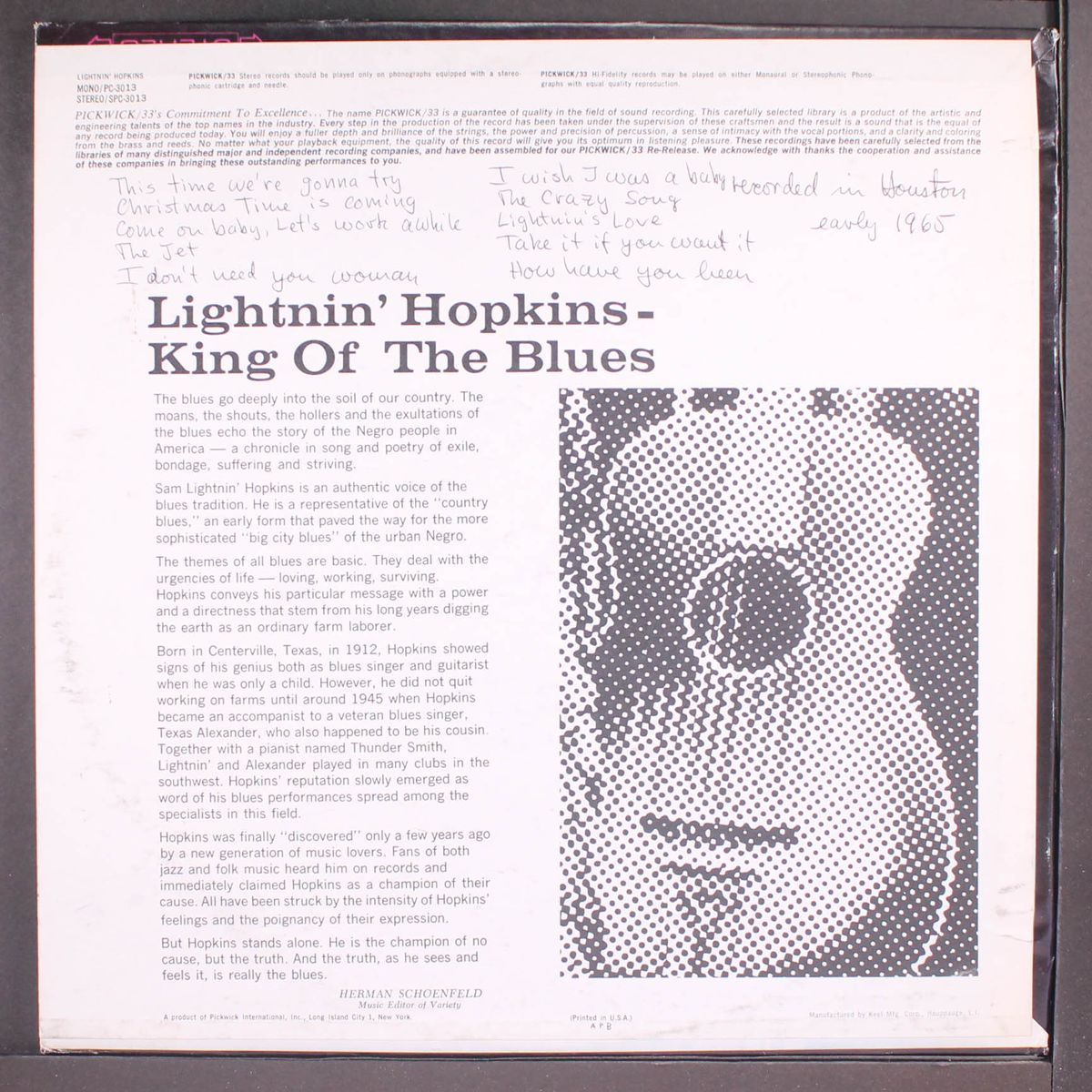 the king of the blues by LIGHTNIN' HOPKINS