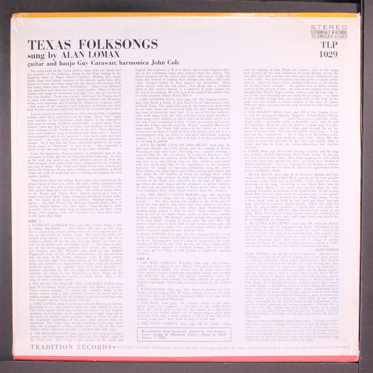 texas folk songs by ALAN LOMAX