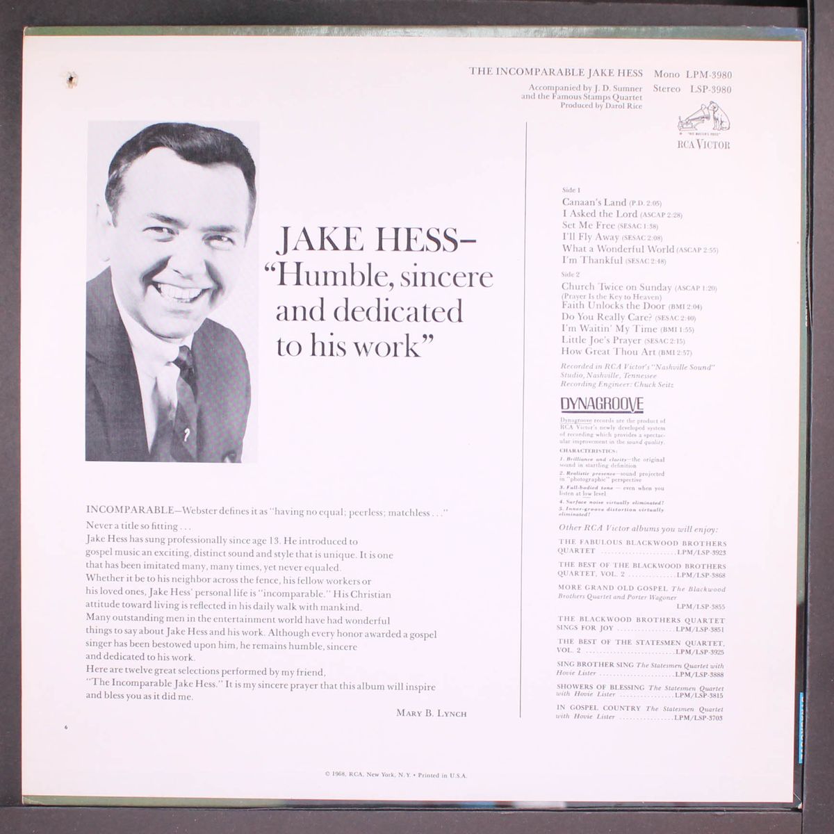 the incomparable jake hess by JAKE HESS