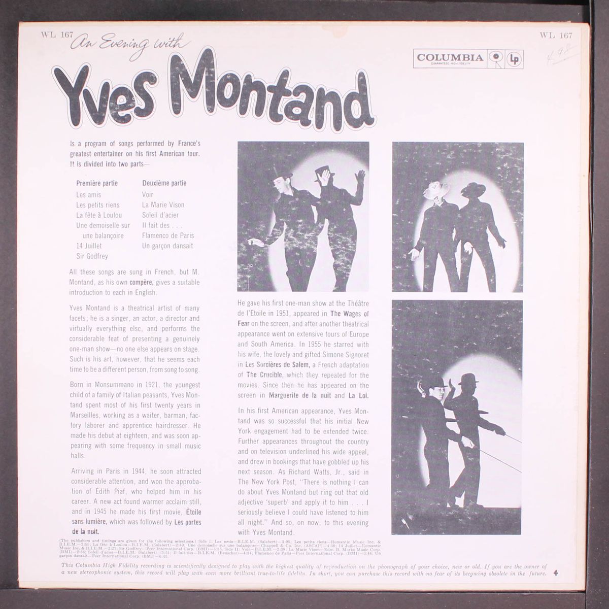 an evening with by YVES MONTAND