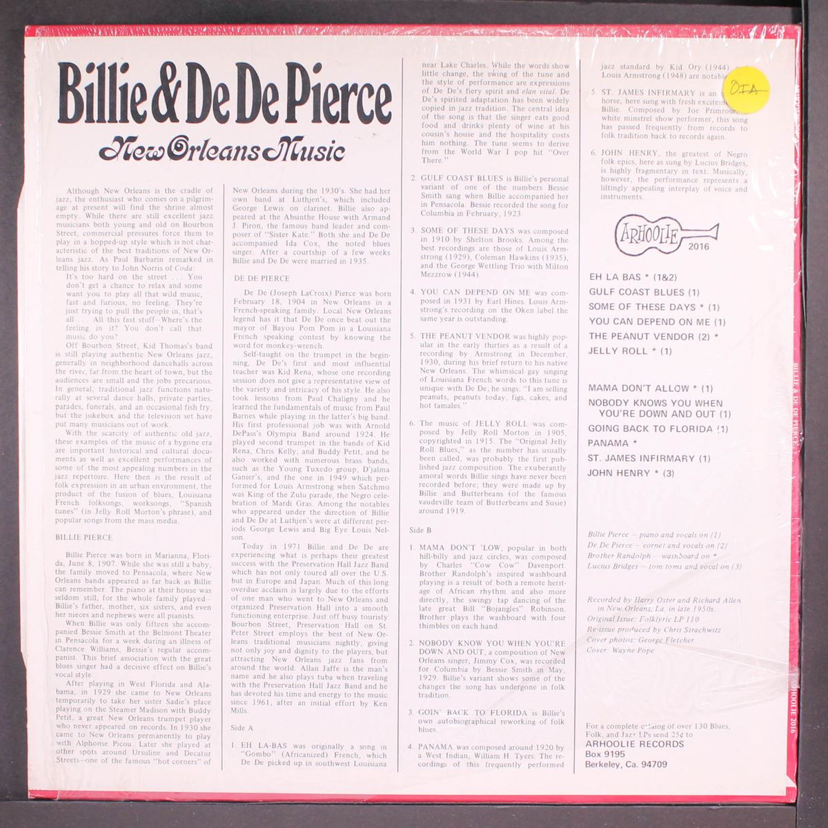 new orleans music by BILLIE & DE DE PIERCE
