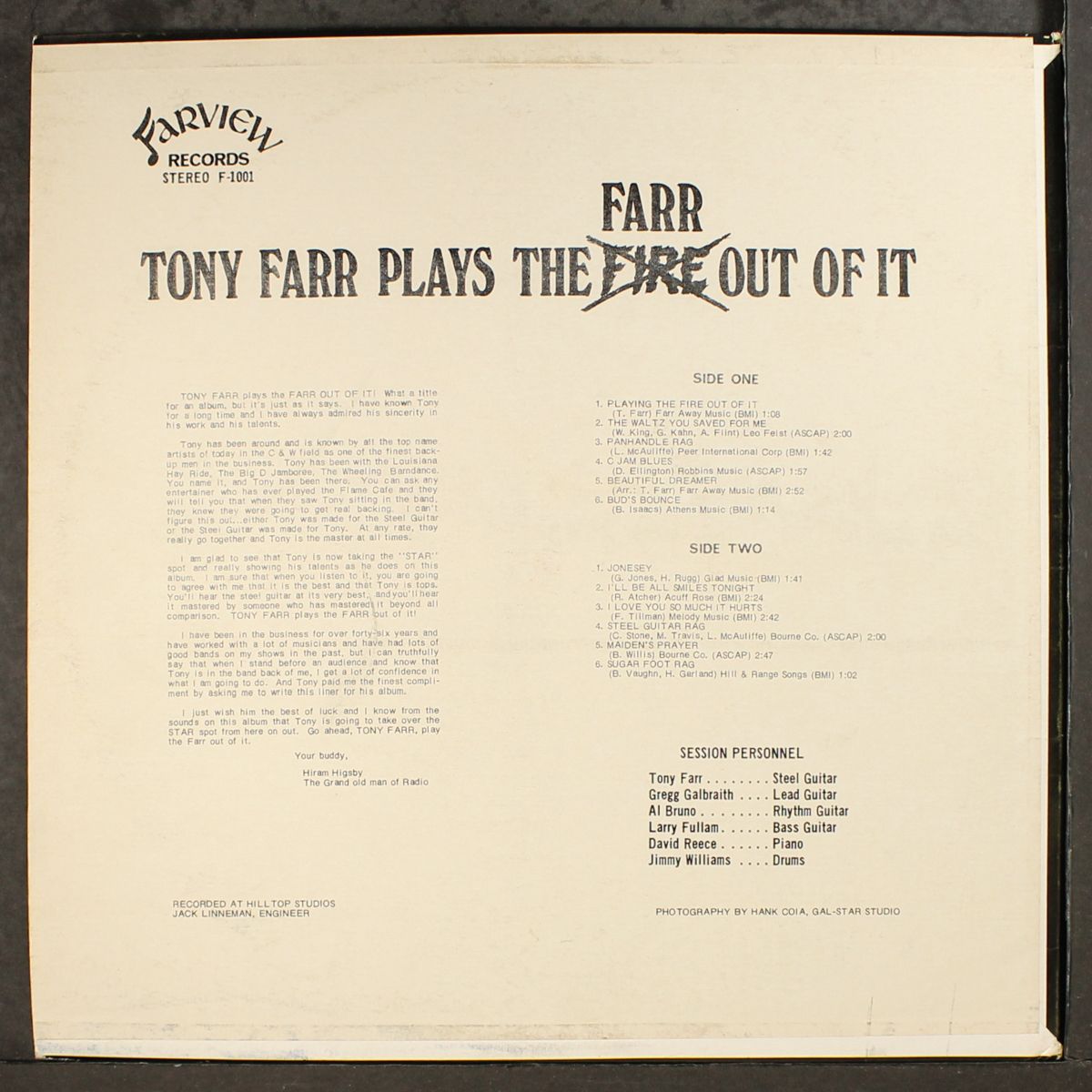 plays the farr out of it by TONY FARR