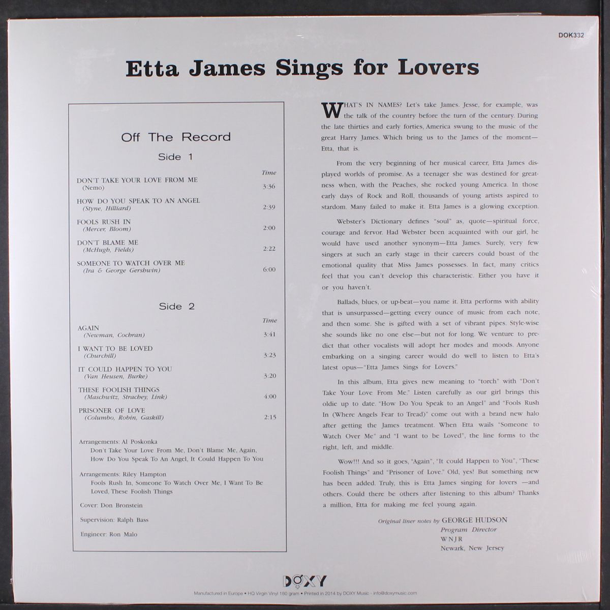 sings for lovers by ETTA JAMES
