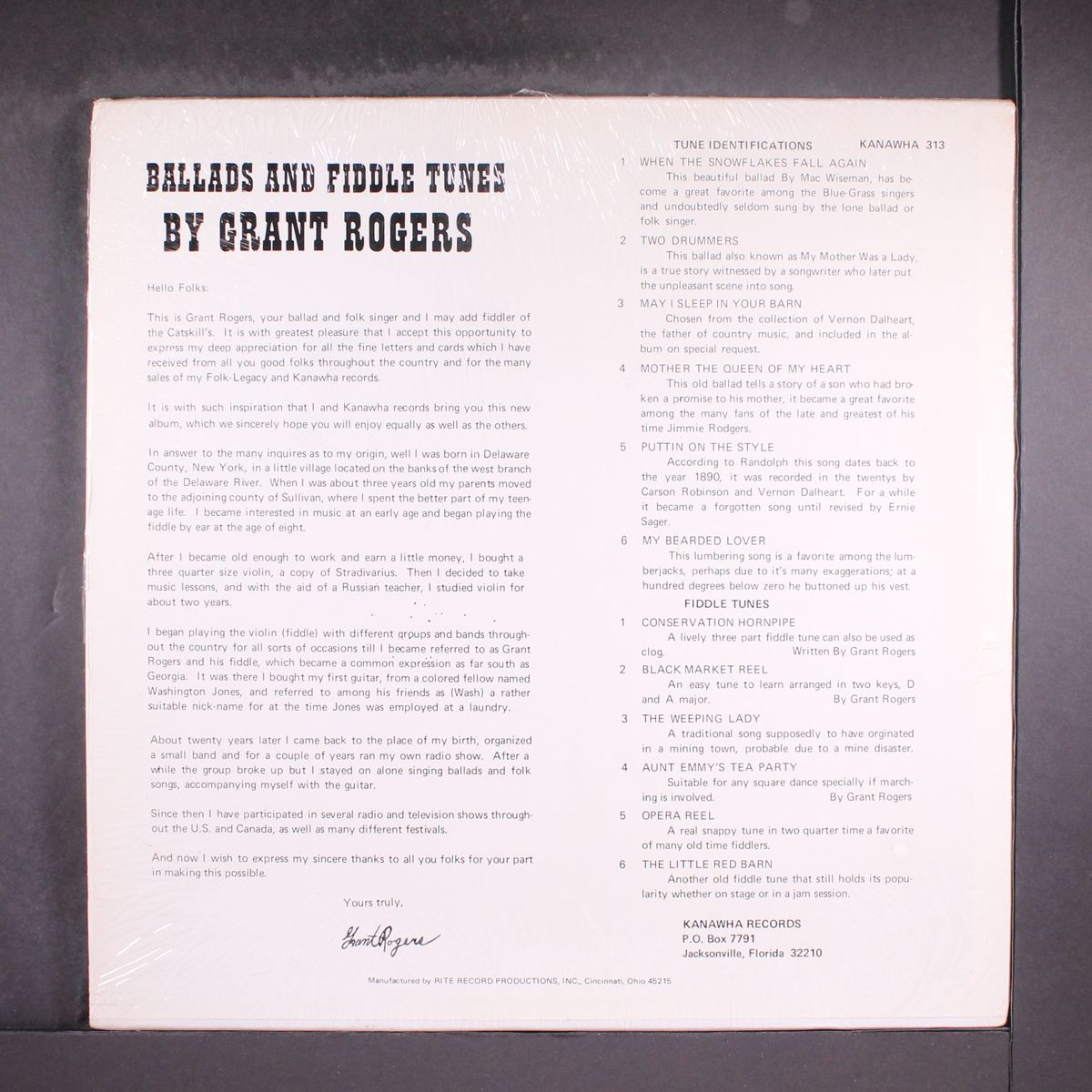 ballads and fiddle tunes by GRANT ROGERS