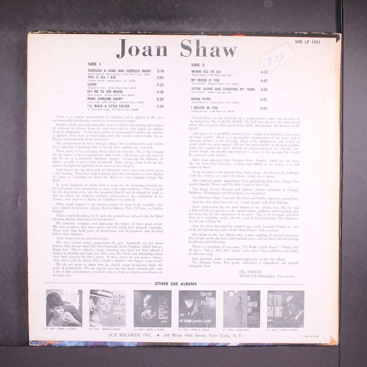 in person by JOAN SHAW