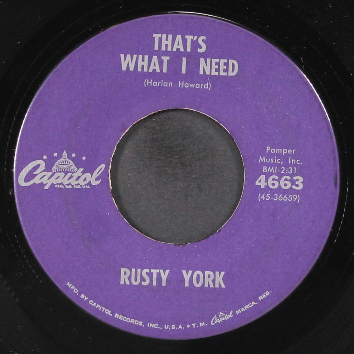 that's what i need / just like you by RUSTY YORK