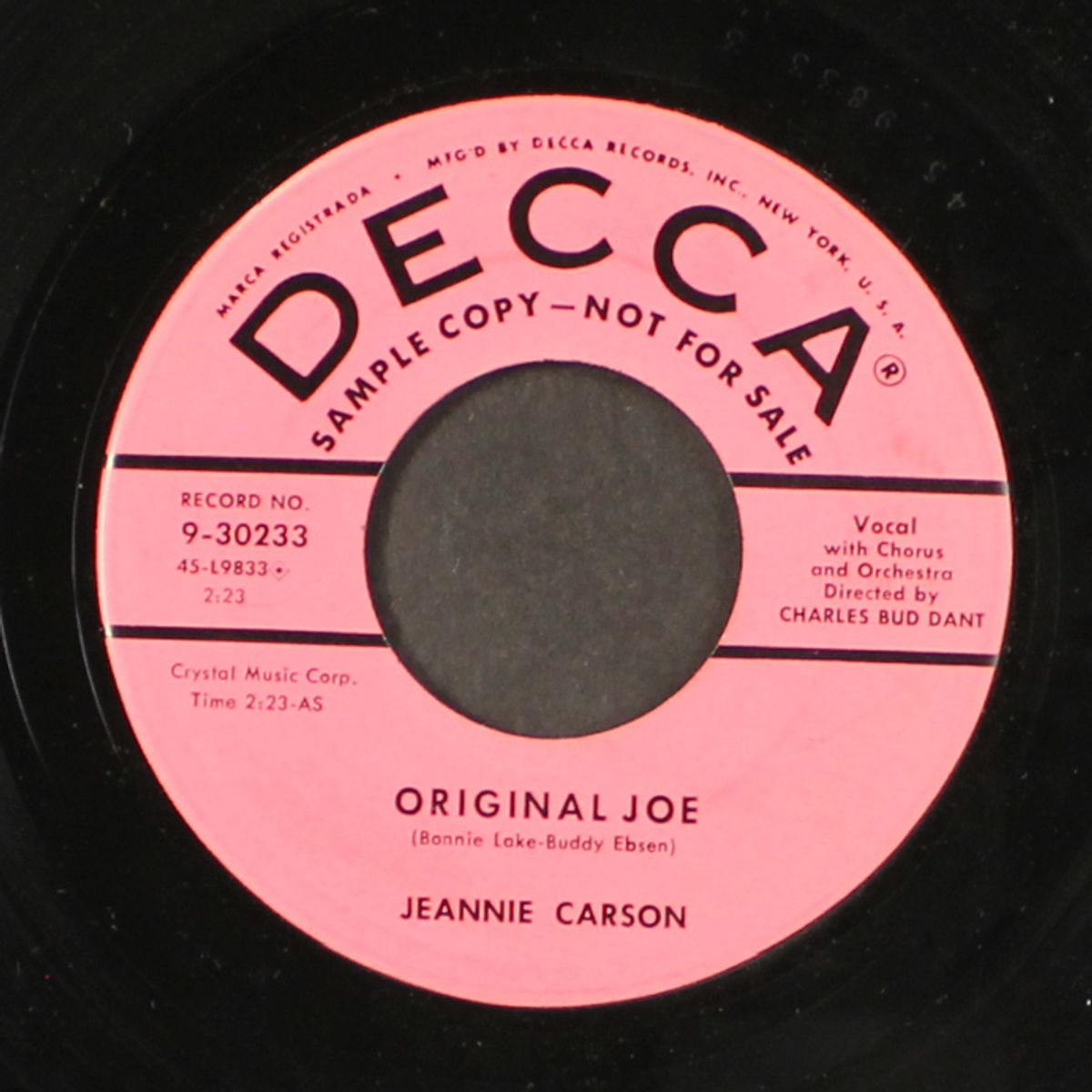 original joe / come home to my arms by JEANNIE CARSON