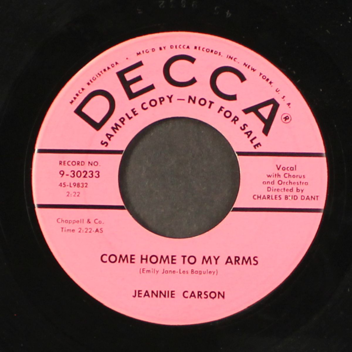 original joe / come home to my arms by JEANNIE CARSON