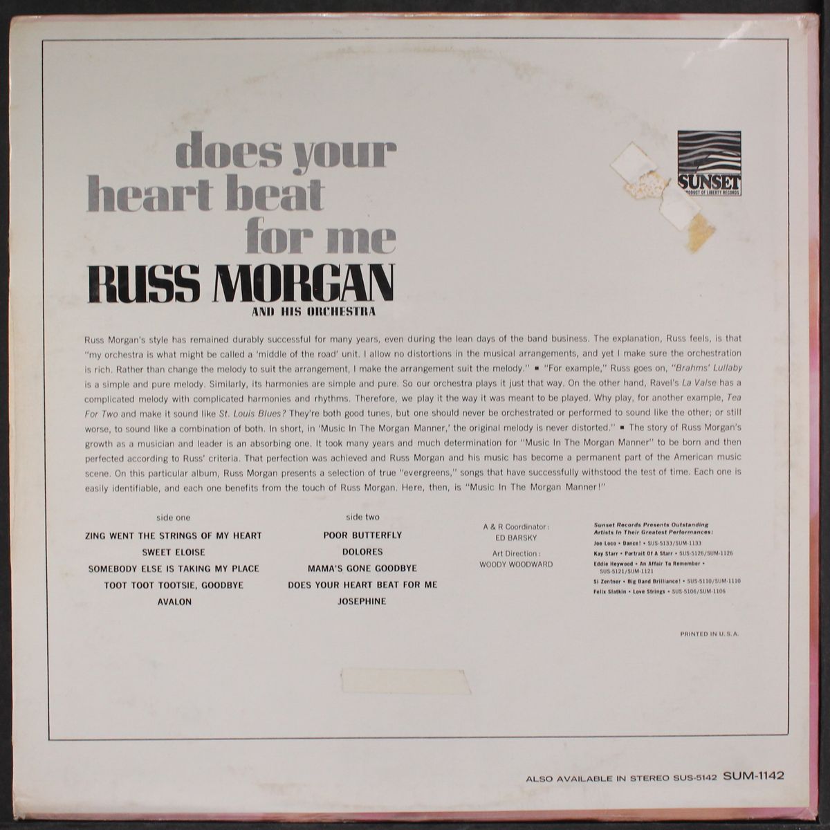 does your heart beat for me by RUSS MORGAN