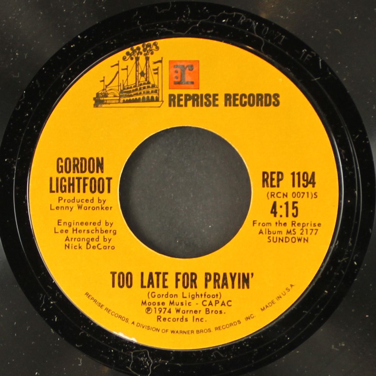 sundown / too late for prayin' by GORDON LIGHTFOOT