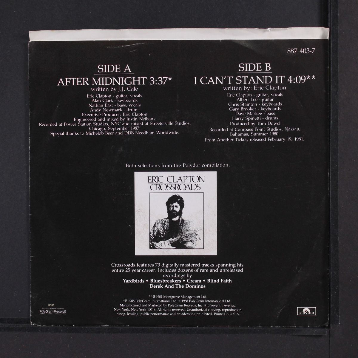 after midnight / i can't stand it by ERIC CLAPTON