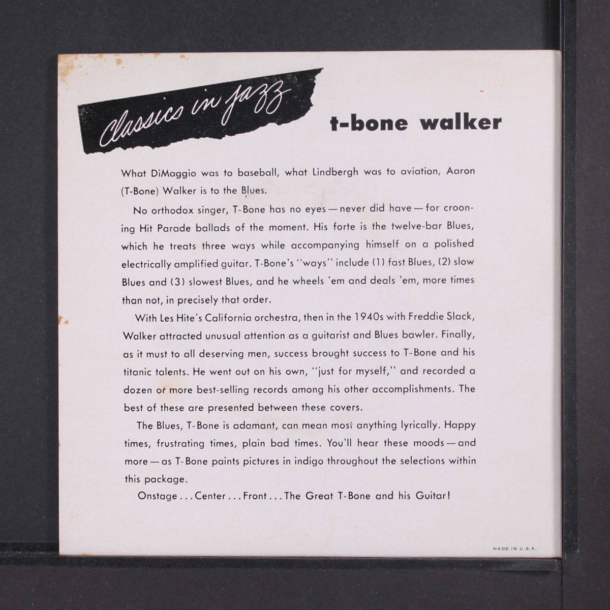 classics in jazz, part 2 by T-BONE WALKER
