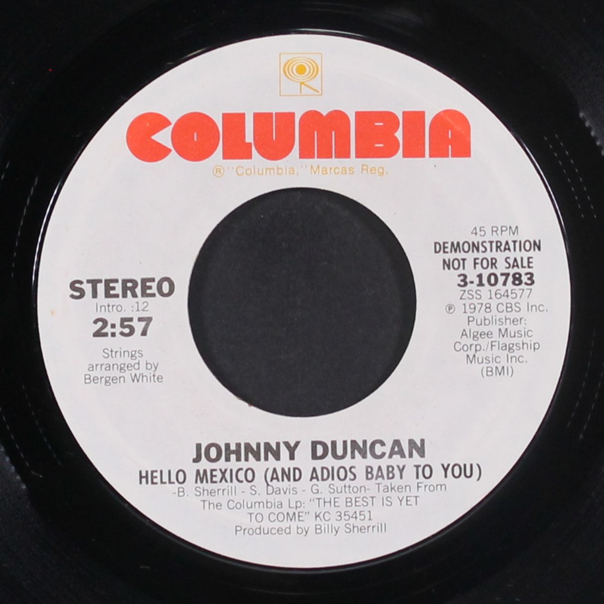 hello mexico (and adios baby to you) / mono by JOHNNY DUNCAN