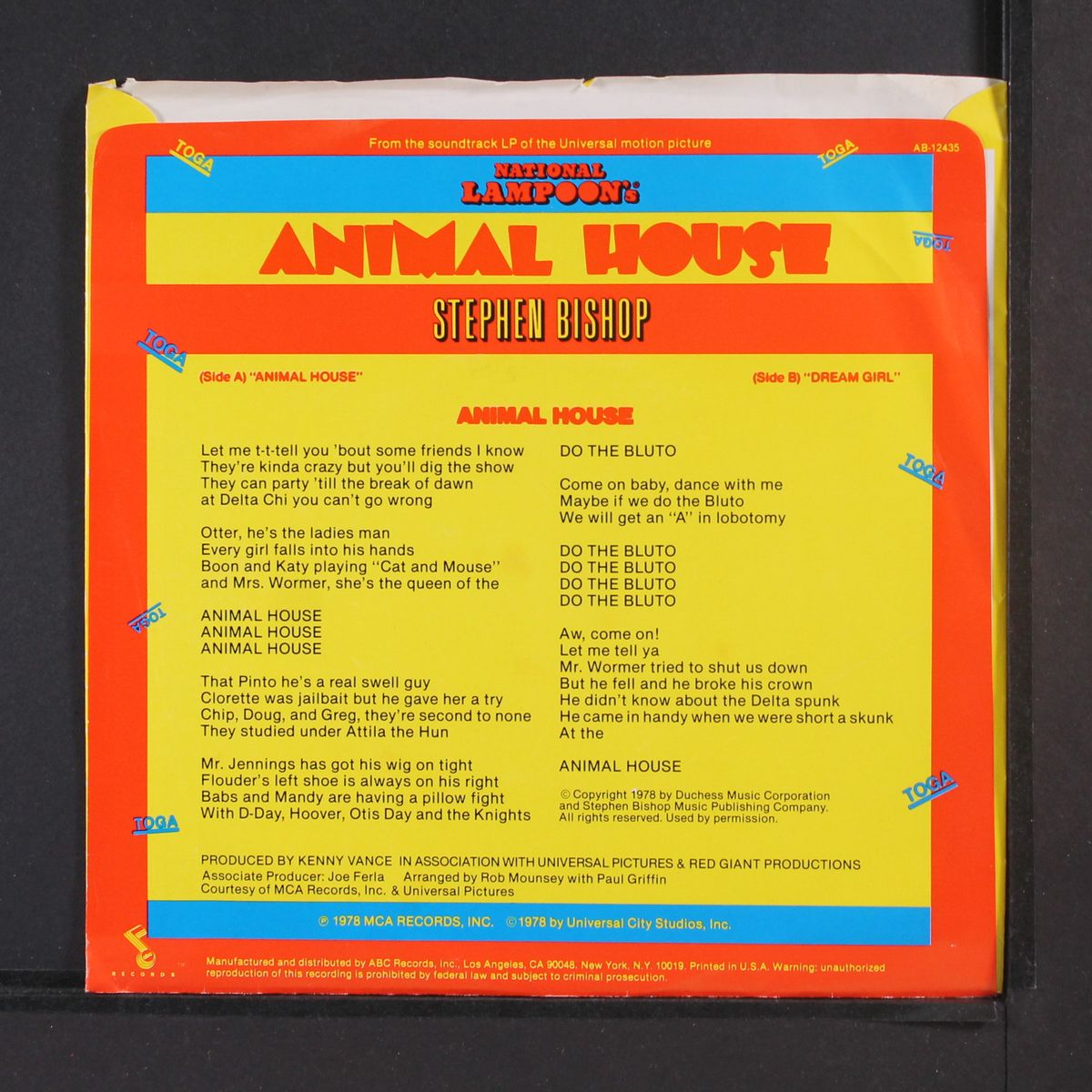 animal house / dream girl by STEPHEN BISHOP