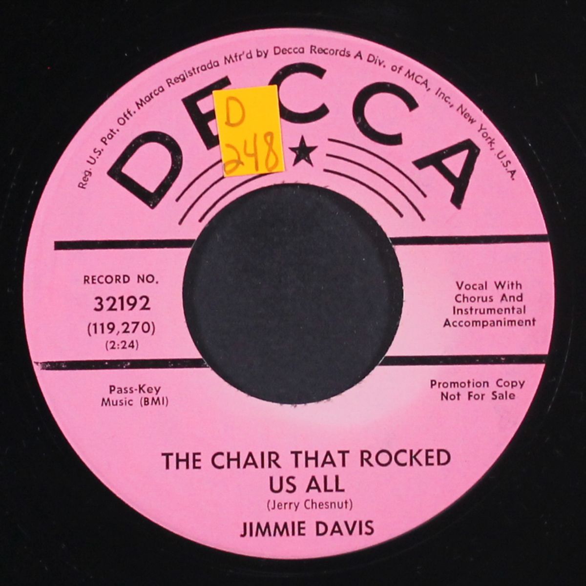 the chair that rocked us all by JIMMIE DAVIS