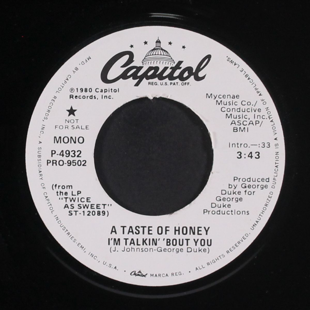 i'm talkin' 'bout you / mono by A TASTE OF HONEY