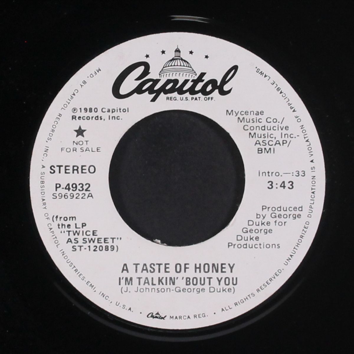 i'm talkin' 'bout you / mono by A TASTE OF HONEY