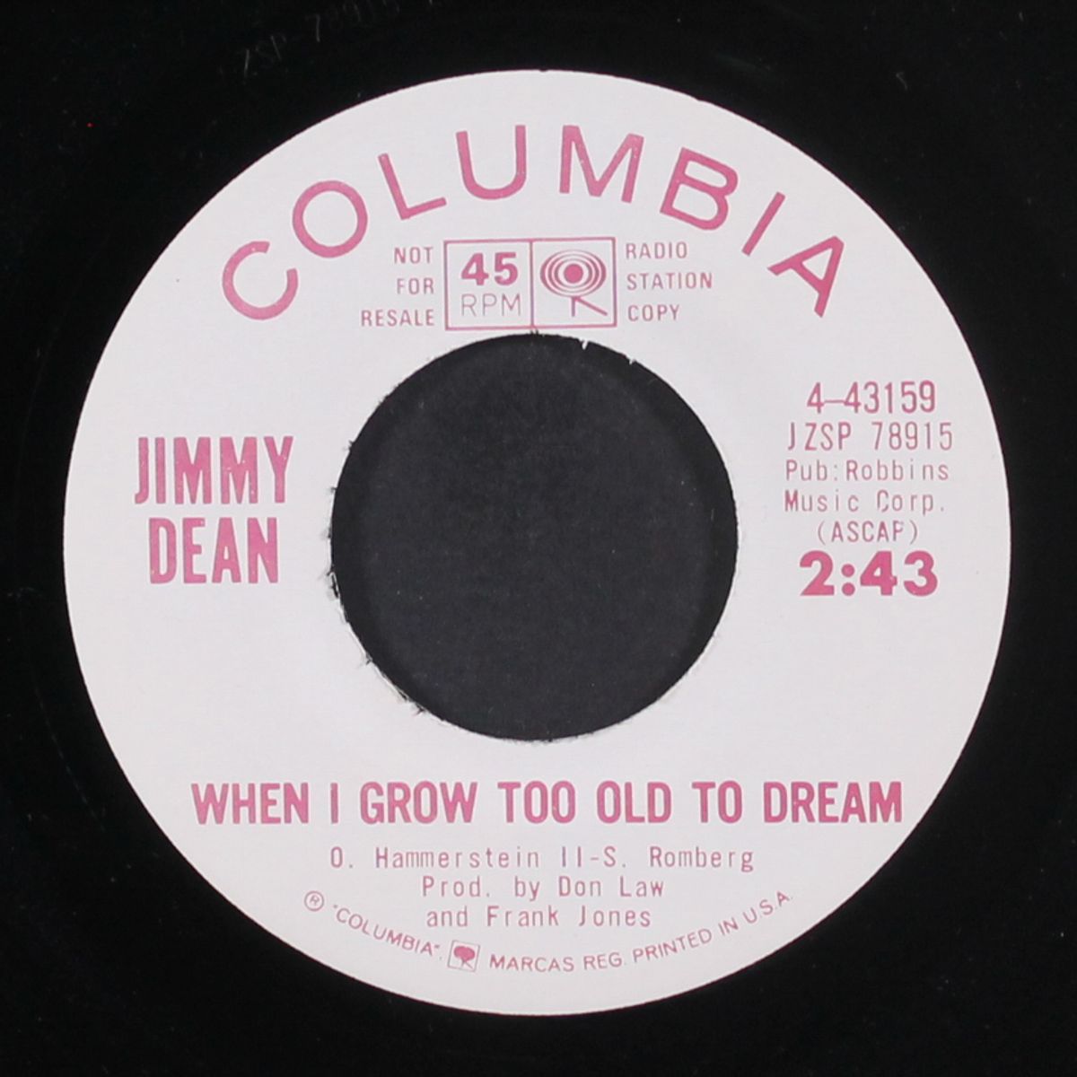 sam hill / when i grow too old to dream by JIMMY DEAN