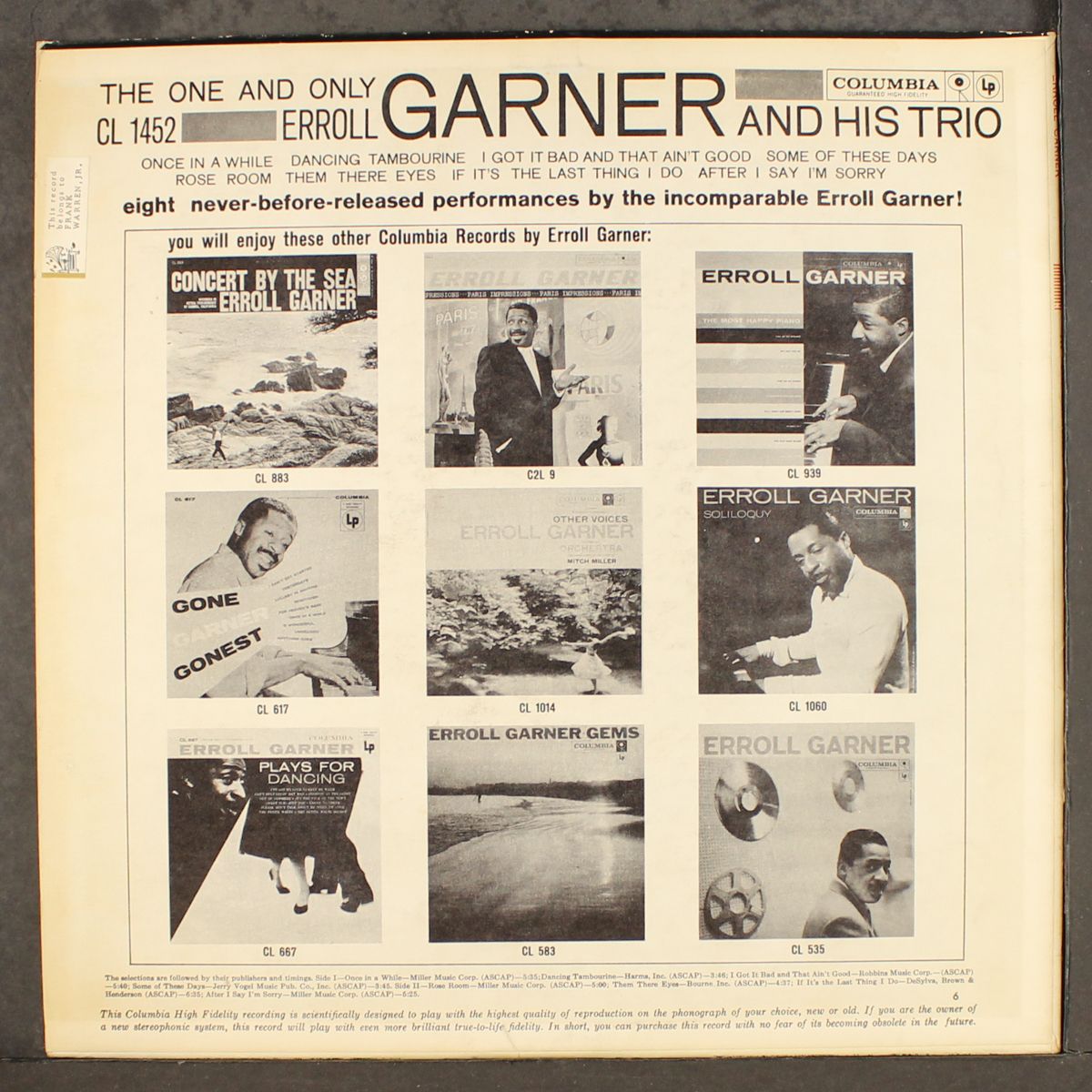 the one and only by ERROLL GARNER