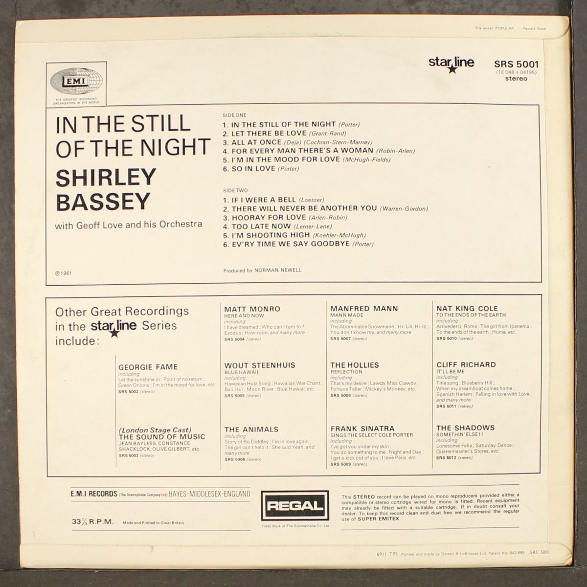 in the still of the night by SHIRLEY BASSEY